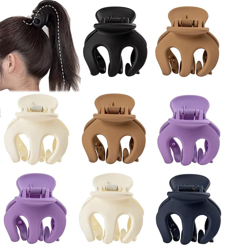 Trendy Non-Slip Octopus Hair Clips for Women & Girls - 6 Pack Matte 2 Inch Claw Jaw Clips for Thin Hair - Perfect for School, Work, Gym & Everyday Hairstyles