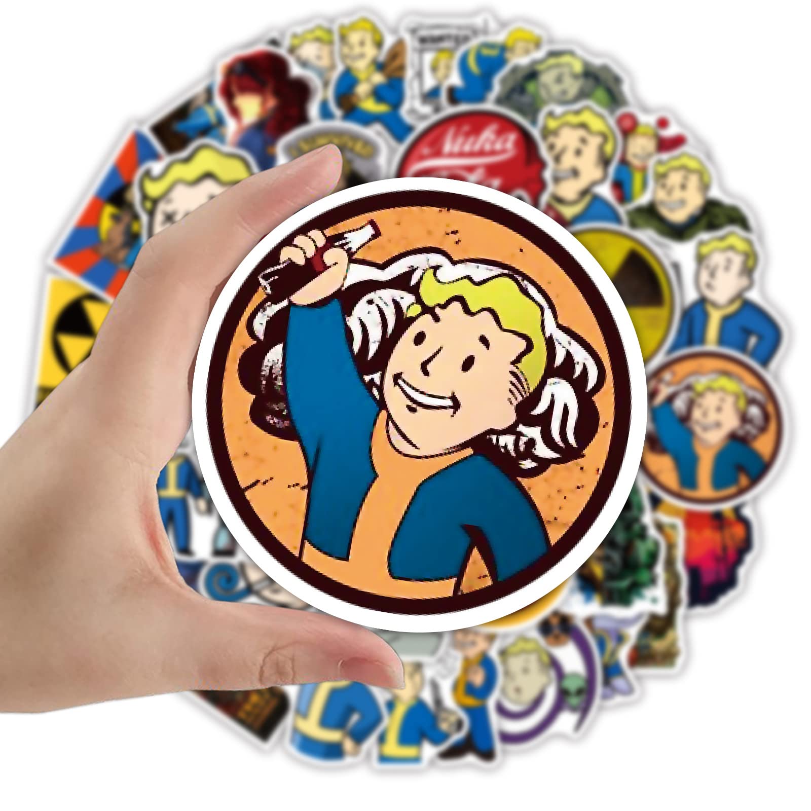 50Pcs Fallout Themed Vinyl Stickers - Waterproof Decals for Laptop, Water Bottle, Suitcase, Fridge & More | Perfect for Gaming Fans, Birthday Party Favors & Kids Room Decor