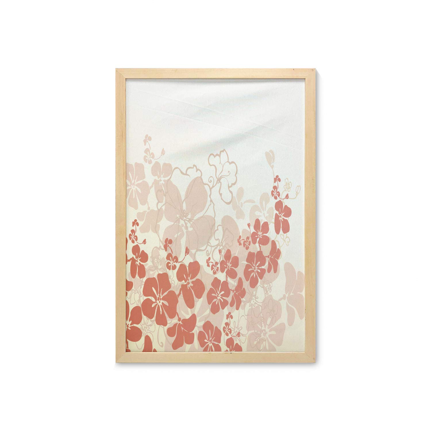 Ambesonne Hawaiian Wall Art with Frame - Tropical Floral Silhouette Print, 23
