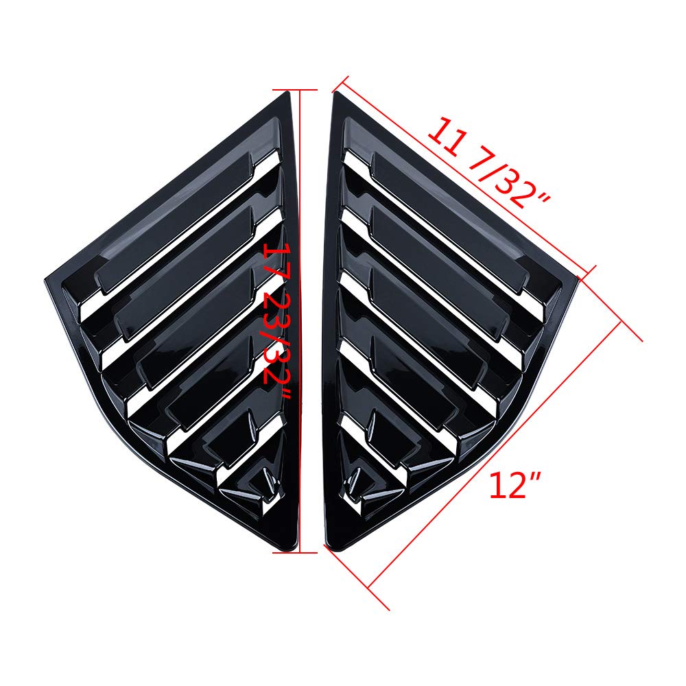 ABS Racing Style Rear Side Window Louvers Air Vent Scoop Shades Cover for 2013-2018 Ford Focus ST RS Hatchback - Glossy Black | Enhances Aerodynamics & Style | Perfect for Car Enthusiasts & Street Racing
