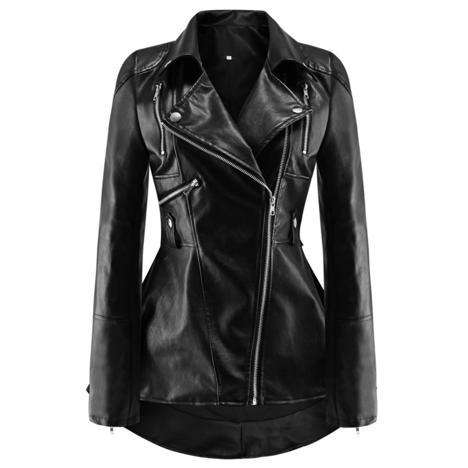 Maiasfy Women's Leather Motorcycle Jacket with Zipper - Slim Fit Punk Biker Coat for Trendy Outwear | Perfect for Riding, Night Out & Street Fashion