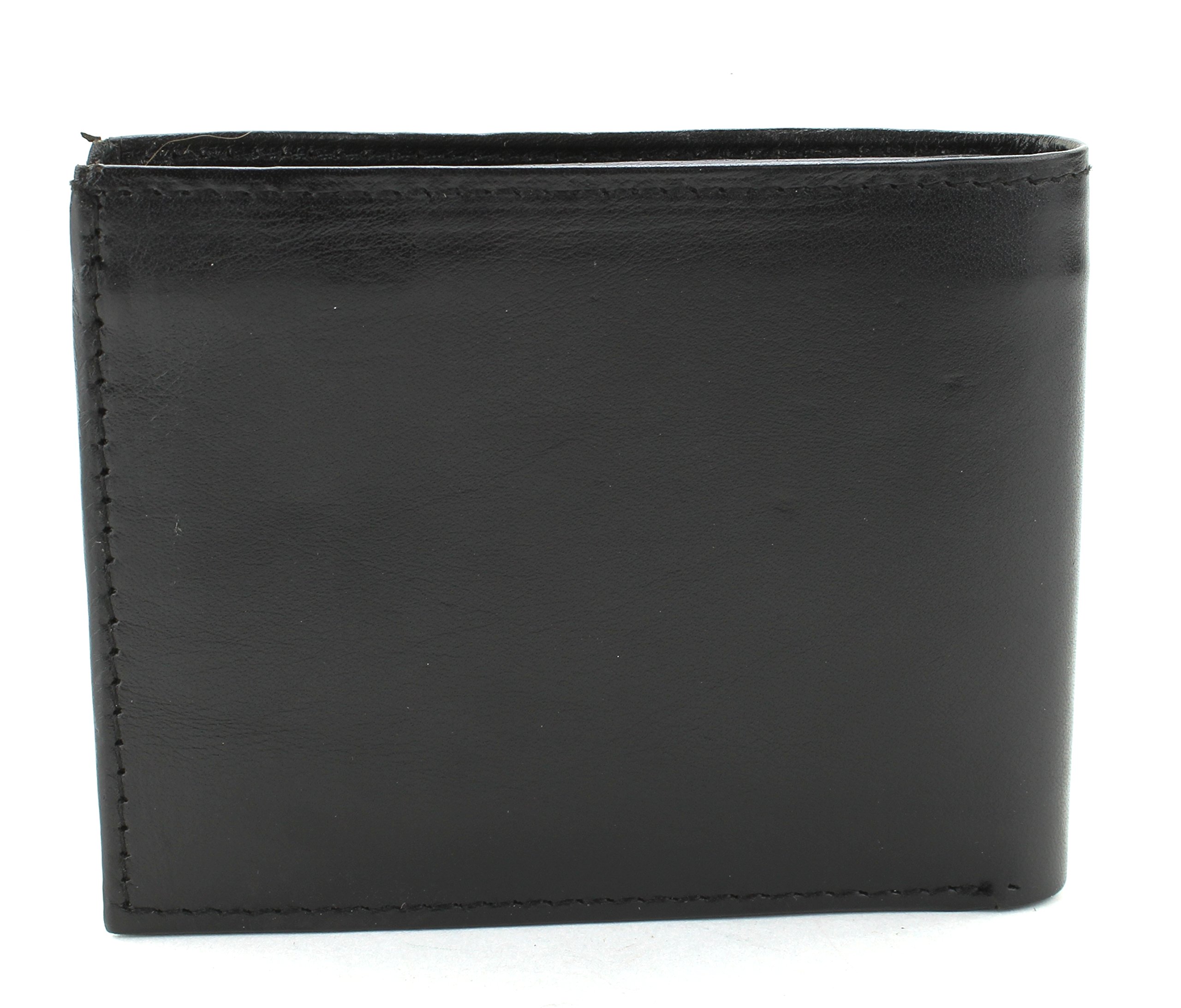 Genuine Leather Bifold Wallet for Men - Slim RFID Blocking Wallet with 12 Card Slots, 2 Cash Compartments & ID Window - Perfect for Everyday Use, Travel & Business (Black)