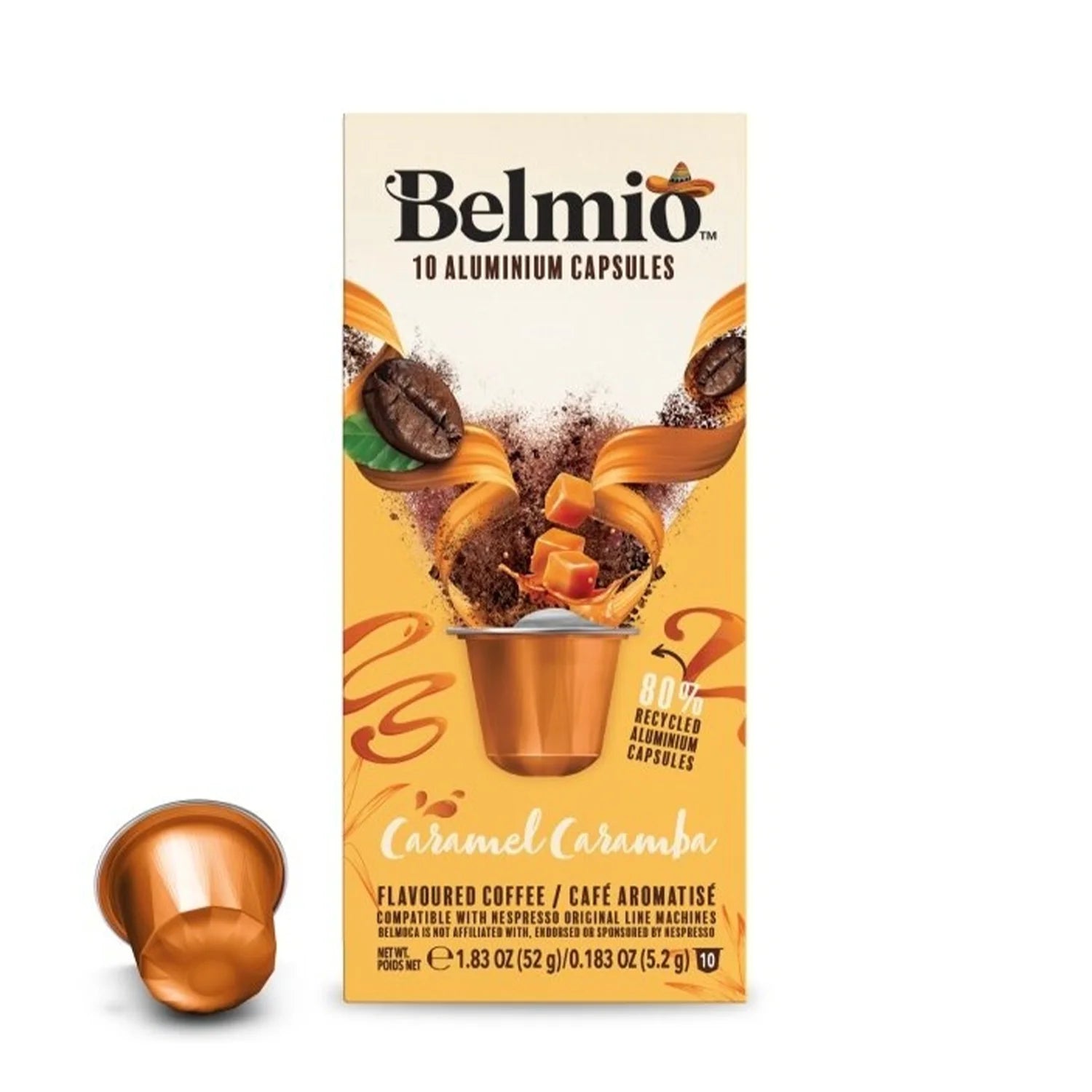 Belmio Caramel Caramba Coffee Pods - 10 Pack Nespresso® Compatible Capsules for Rich & Smooth Espresso | Perfect for Home, Office & Gifts