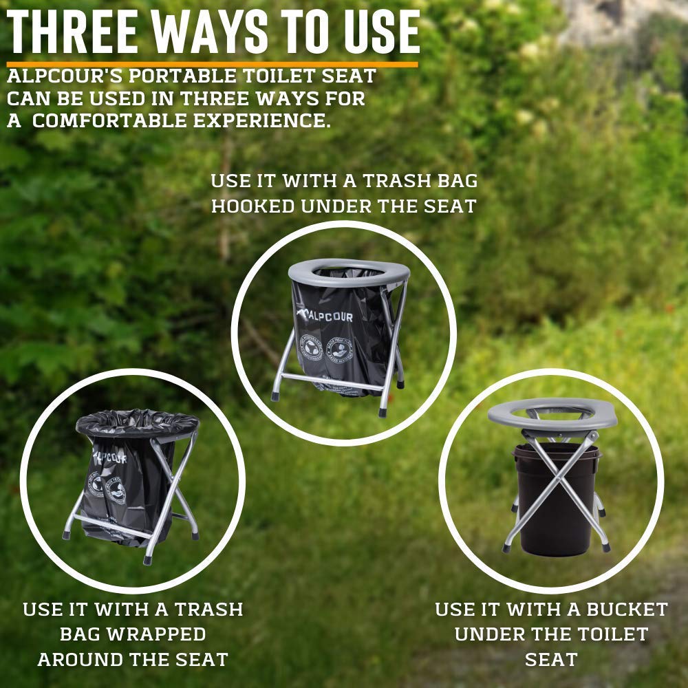 Alpcour Portable Toilet with Built-in Sink - 17L Water Capacity Camping Toilet for RV, Boat, Travel & Outdoor Adventures | Compact Commode with Travel Bags for Emergency, Road Trips & Off-Grid Living