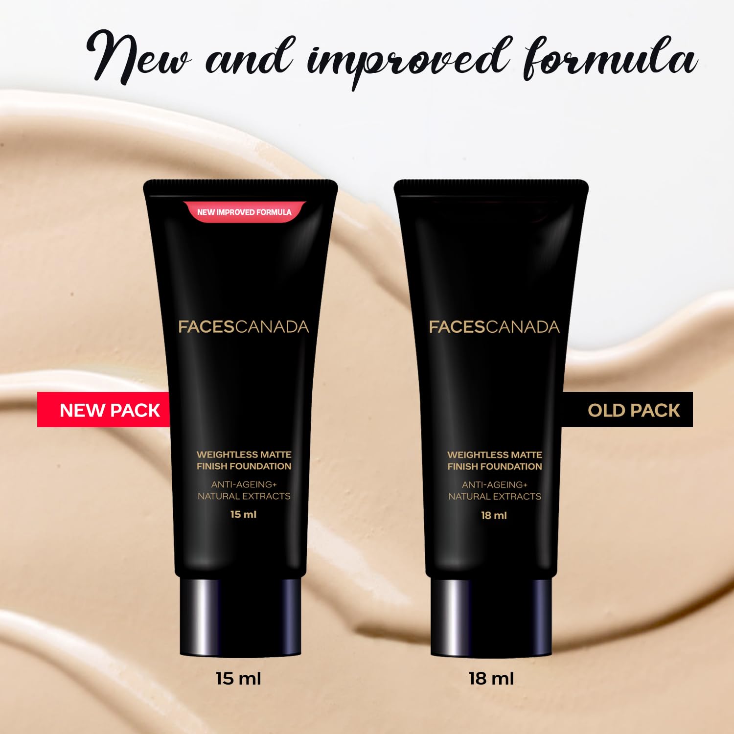 FACESCANDA Weightless Matte Finish Foundation - Beige, 15ml | Lightweight Oil-Free Liquid Makeup | Natural Matte Coverage | Anti-Aging & Non-Comedogenic | Infused with Olive Seed Oil, Grape Extract & Shea Butter | Perfect for Daily Wear & Special Occasions