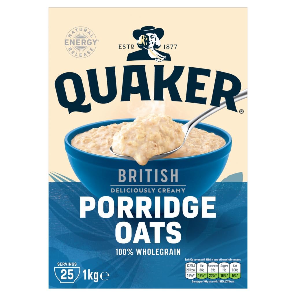 Quaker Oats 1kg - Whole Grain Rolled Oats for Healthy Breakfast, Baking & Cooking - Perfect for Oatmeal, Cookies, Granola and Smoothies