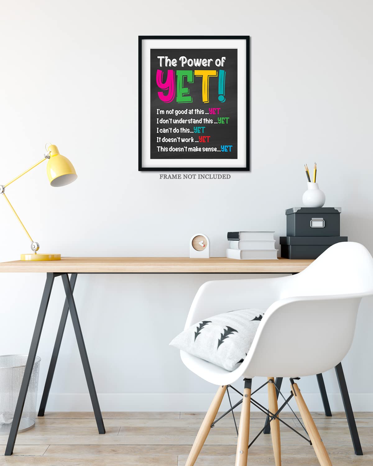 Govivo School Psychologist Office Decor - The Power of Yet Mental Health Wall Art for Kids - 8x10 Unframed Motivational Print - Classroom & Counseling Room Decor - Teacher Supplies & Bedroom Aesthetic Wall Art - Perfect for Schools, Therapy Offices & Kids' Rooms