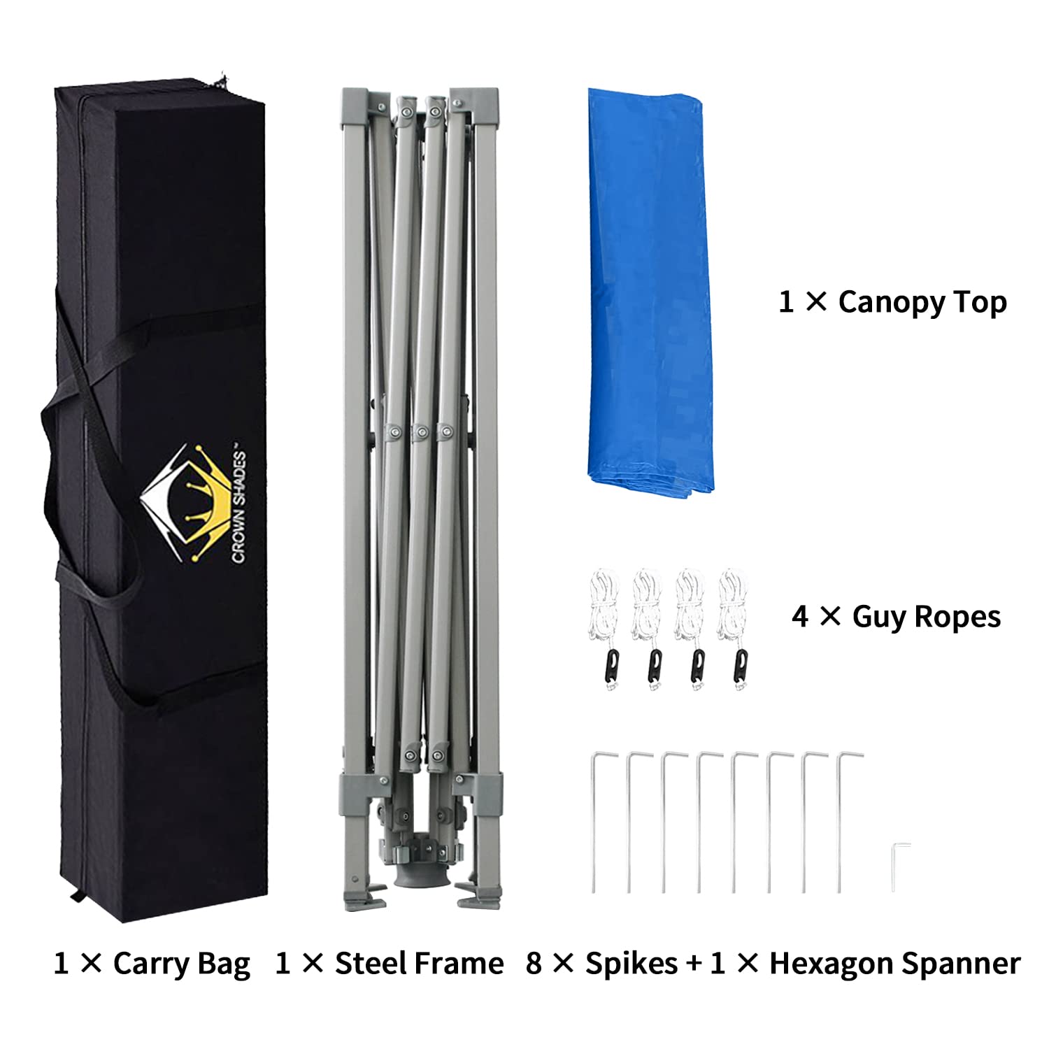 Blue 8x8 Pop Up Canopy Tent with Carry Bag - Outdoor Beach & Sports Shelter