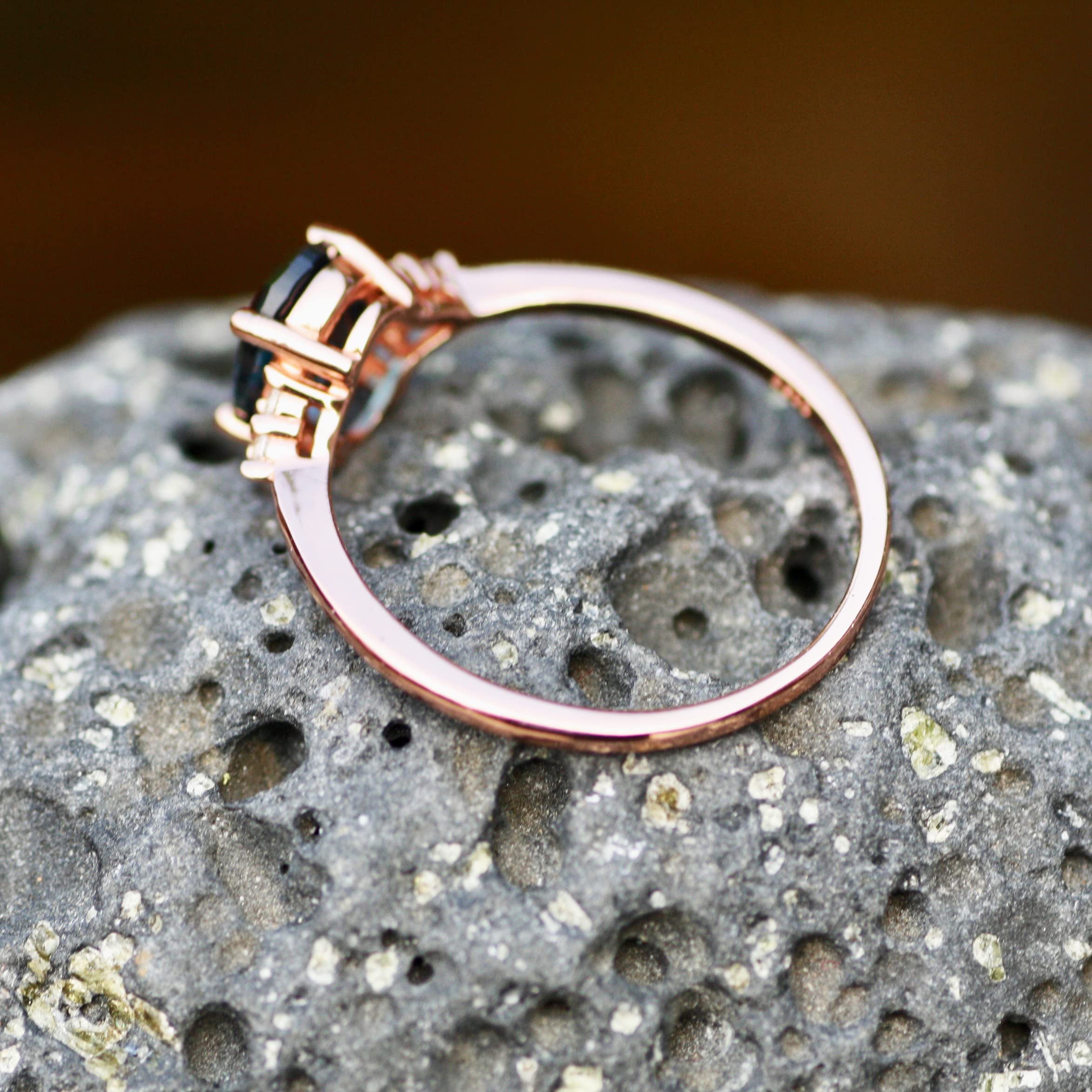 Lab-Created London Blue Topaz Ring in Rose Gold - December Birthstone Jewelry for Women, Perfect for Gifts, Anniversaries & Special Occasions