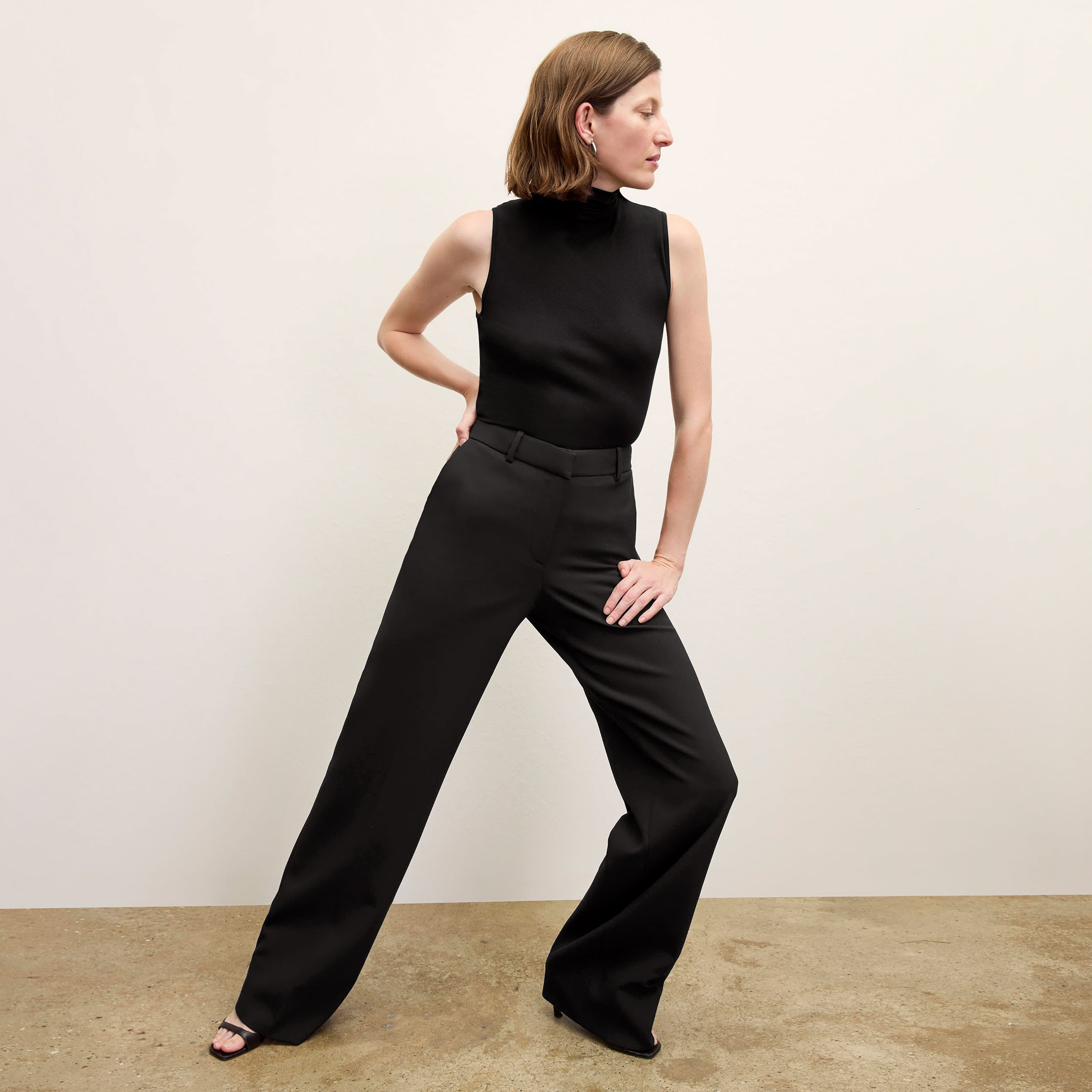 Tinsley Wide Leg Pants for Women - Stretchy Comfort Suit Pants in Black | Perfect for Office, Business Casual & Formal Wear