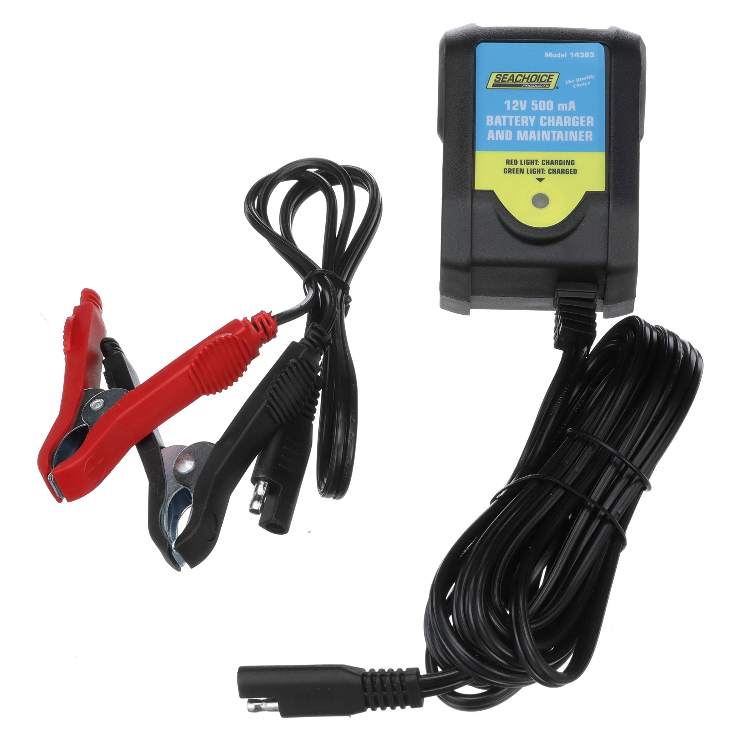 Seachoice 12V Smart Battery Charger and Maintainer with Alligator Clips - CEC Certified for Cars, Boats, Motorcycles & RVs - Perfect for Winter Storage & Long-Term Battery Maintenance