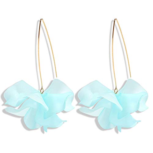 Boho Summer Rose Resin Petal Drop Earrings for Women - Floral Acrylic Dangle Hoop Earrings | Perfect for Weddings, Parties & Boho Fashion