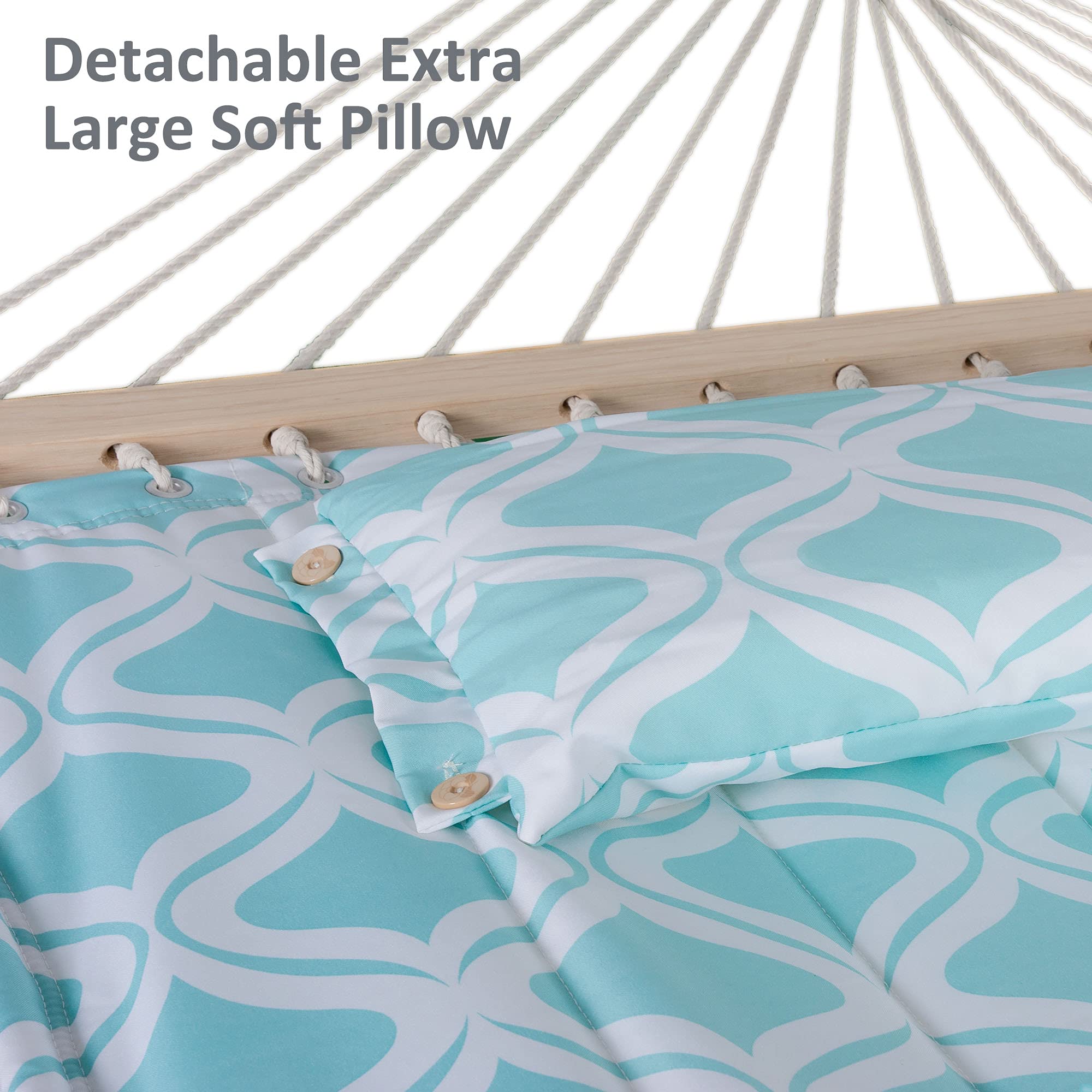 **SUNCREAT Outdoor Double Hammock with Stand - Extra Large Quilted Fabric Hammock Set, Green Pattern - Perfect for Backyard, Camping & Relaxation**