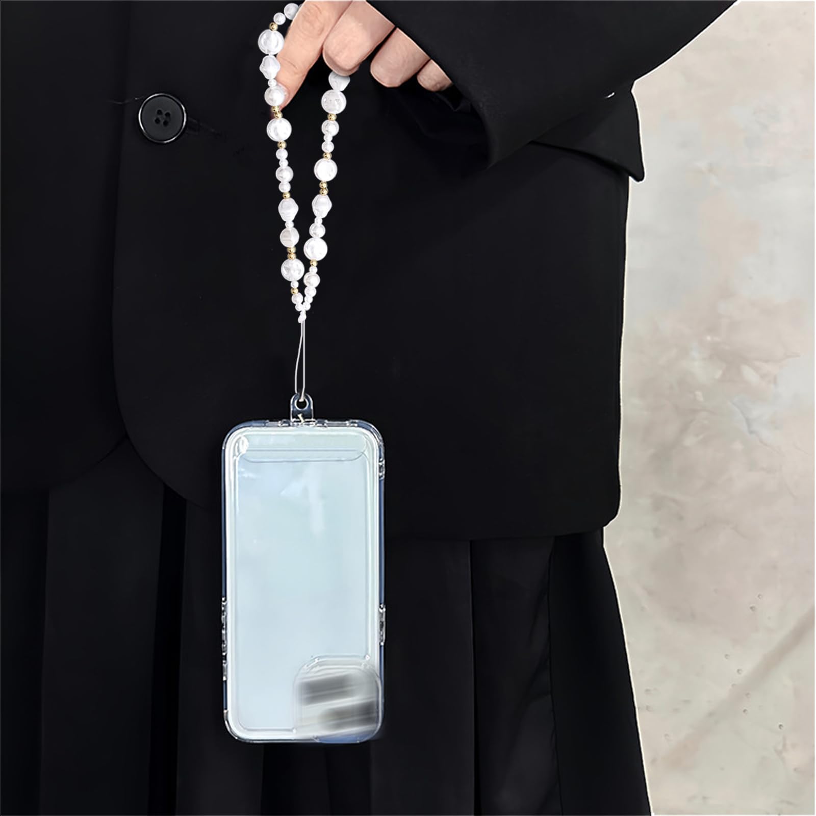 DKDDSSS 4-Pack White Pearl Phone Strap - Stylish Beaded Phone Chain Jewelry for Women & Girls, Durable Plastic Phone Accessories for Everyday Use, Party, and Gift Giving
