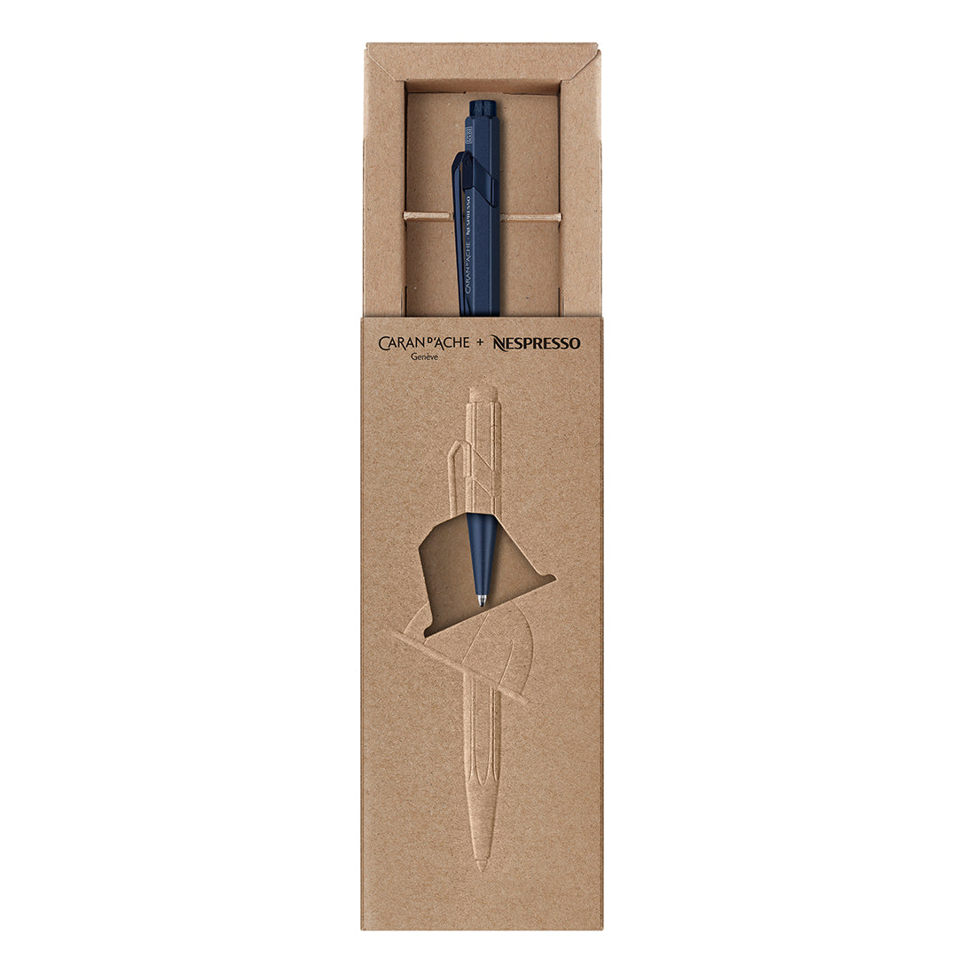 Caran d'Ache 849 Ballpoint Pen Nespresso Edition - 6 Kazaar Satin Blue Luxury Writing Instrument for Professionals & Gift Giving - Perfect for Office, Business Meetings & Special Occasions