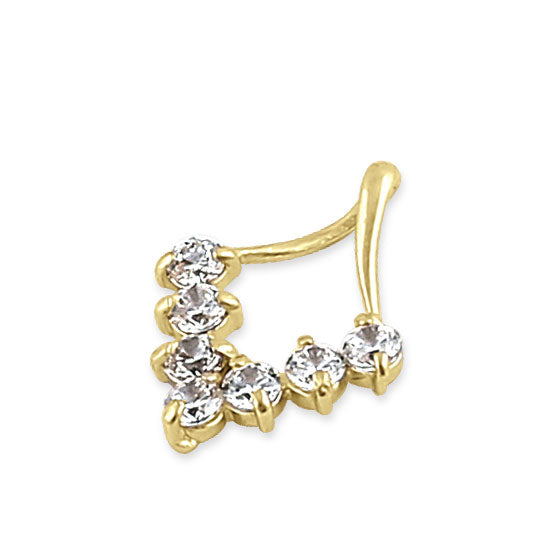 14K Solid Yellow Gold V-Shaped CZ Pendant Necklace for Women - Elegant Layering Jewelry for Parties, Weddings & Everyday Wear