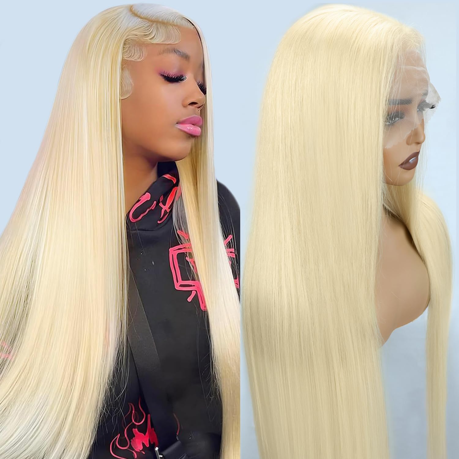 613 Blonde Human Hair Wig 30 Inch Straight HD Lace Front Wig - 180% Density 13x4 Lace Frontal with Baby Hair & Pre-Plucked Hairline | Glueless Wear for Daily Use, Cosplay, Parties & Special Occasions