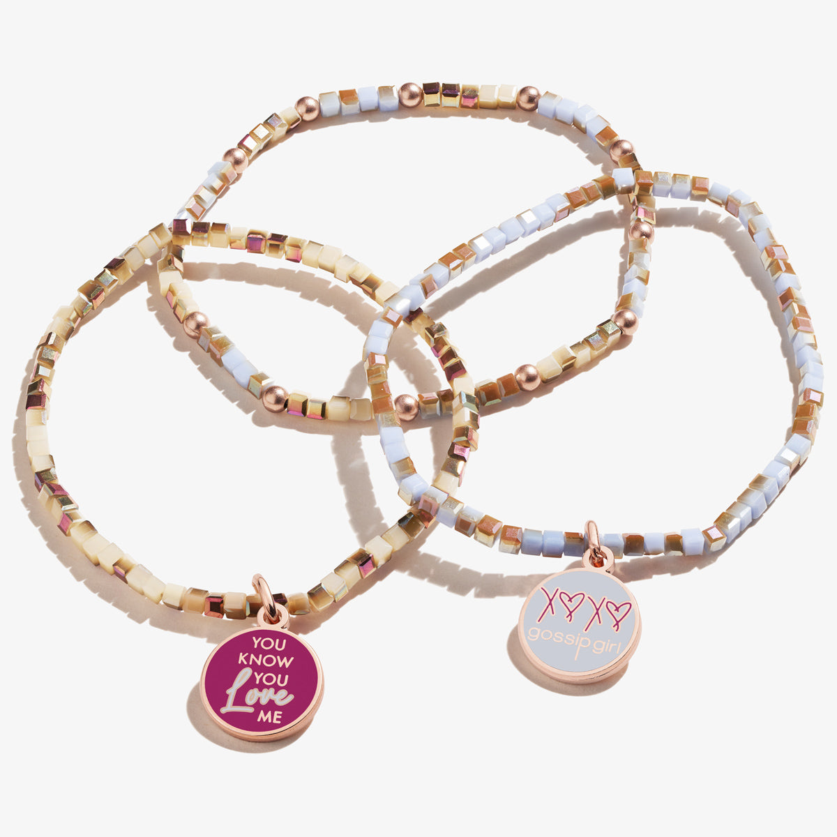 Gossip Girl 'You Know You Love Me' Stretch Bracelets Set of 3 - Trendy Adjustable Bangle Stack for Teen Girls & Women - Perfect for Parties, Gifts & Everyday Fashion