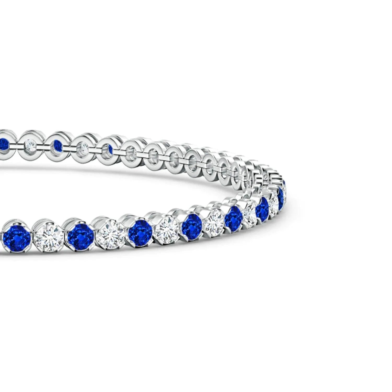 2.96 CT Classic Sapphire & Moissanite Tennis Bracelet - Elegant Jewelry for Women, Wedding, Anniversary & Special Occasion Gifts