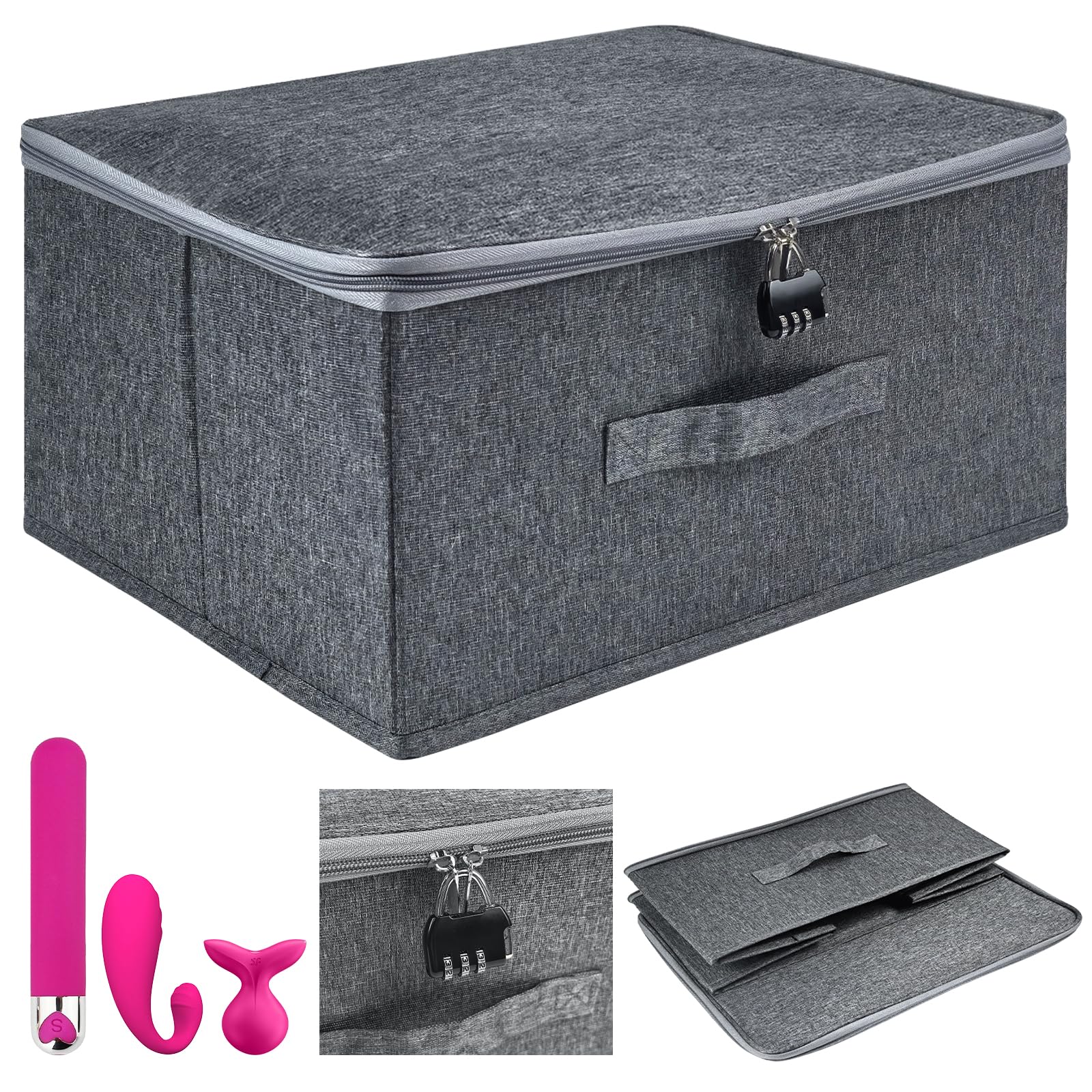 Discreet Lockable Adult Toy Storage Organizer Bag - 15.8x11.8x8.3 Inch Travel Case with Metal Lock for Sex Toys & Accessories - Perfect for Couples, Home Organization & Discreet Travel Storage
