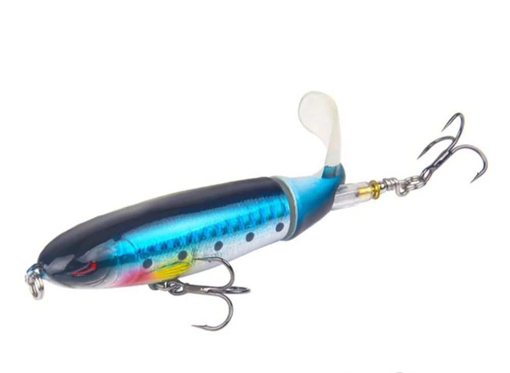Whopper Popper Fishing Lure - Soft Rotating Tail Artificial Bait for Bass, Trout & Pike - Topwater Fishing Lures for Freshwater & Saltwater