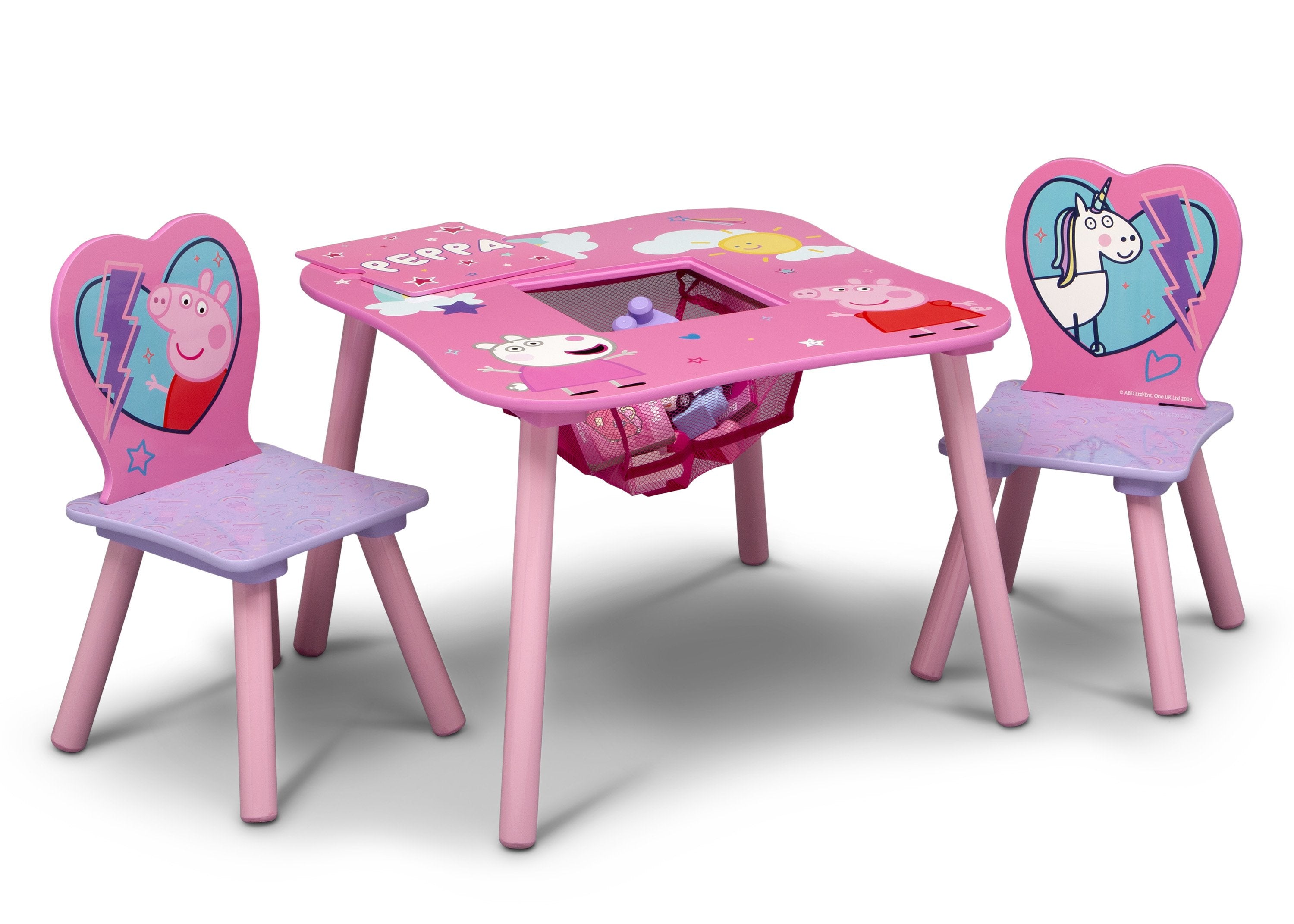 Peppa Pig Kids Table and Chair Set with Storage - Fun & Functional Playroom Furniture for Toddlers & Preschoolers - Perfect for Playtime, Snacks, and Learning Activities
