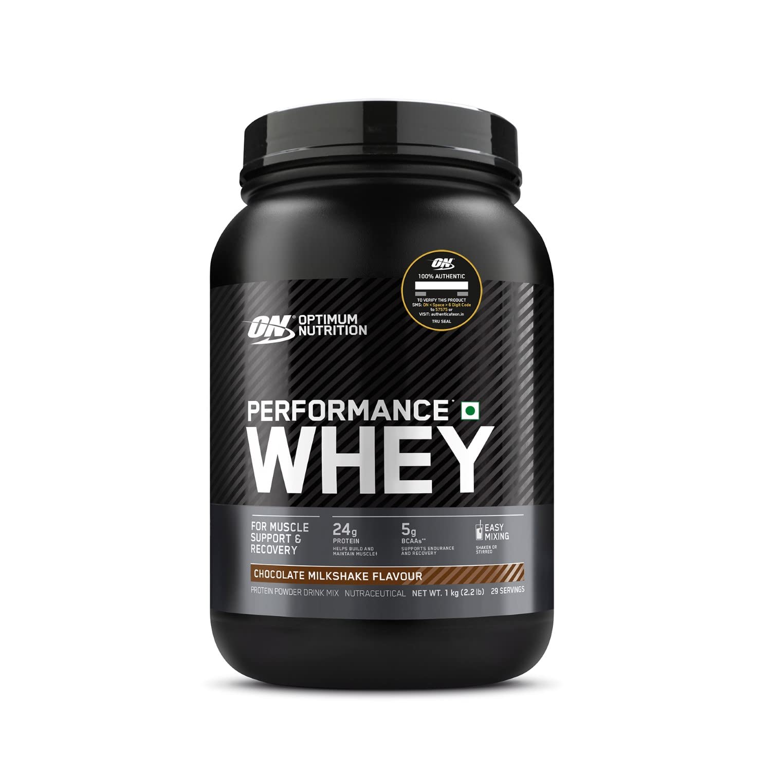 Optimum Nutrition Performance Whey Protein Powder - 24g Protein, 5g BCAA, Chocolate Flavor, 1kg for Muscle Recovery & Post-Workout - Ideal for Athletes, Gym Enthusiasts & Fitness Lovers