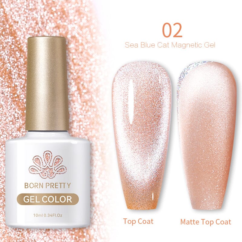 BORN PRETTY Sea Blue Cat Magnetic Gel Nail Polish - 10ml (02) for Stunning Nail Art Designs at Home or Salon