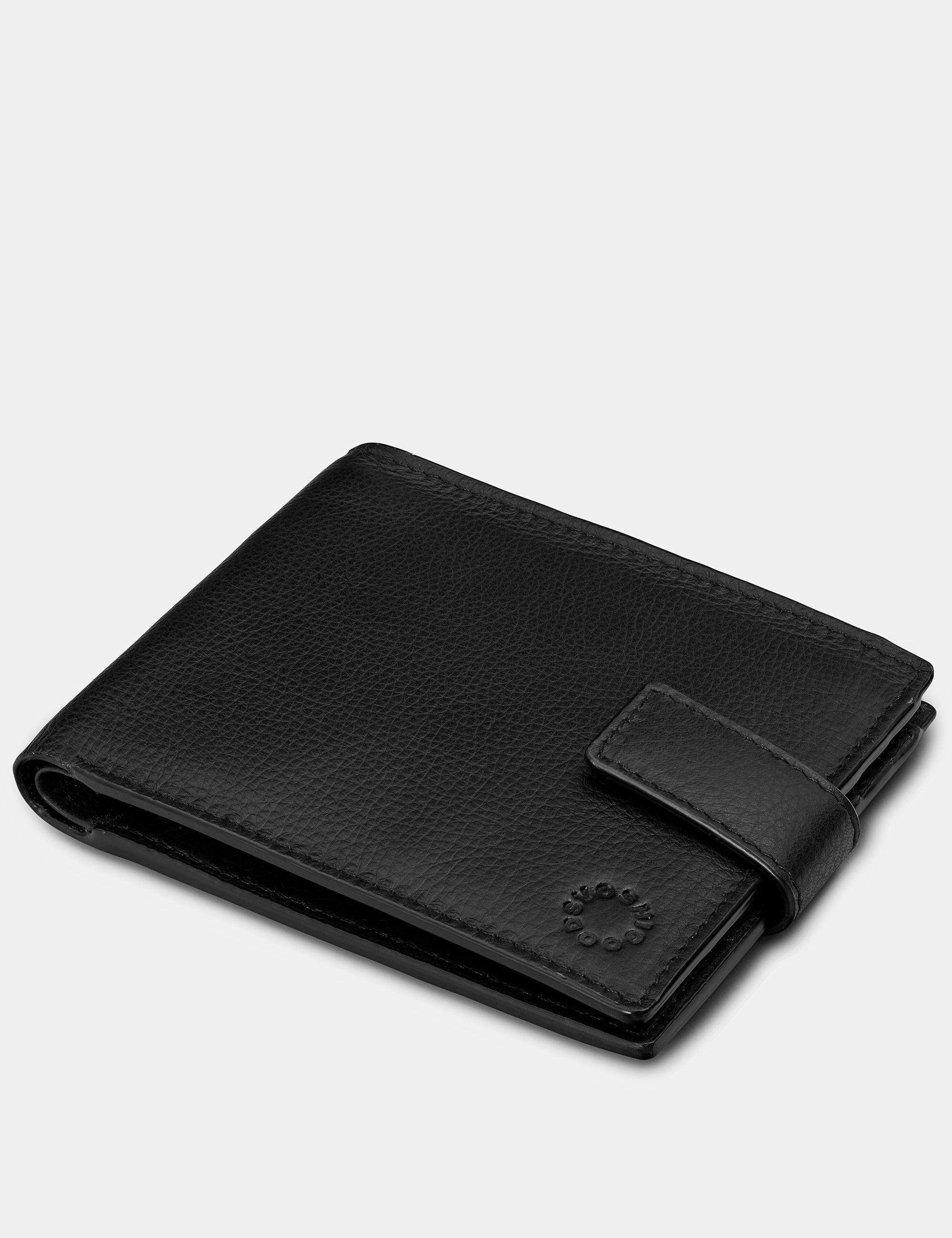 Premium Two-Fold Black Leather Wallet with Tab - Slim & Stylish RFID Blocking Bifold Wallet for Men - Perfect for Everyday Use, Travel & Business