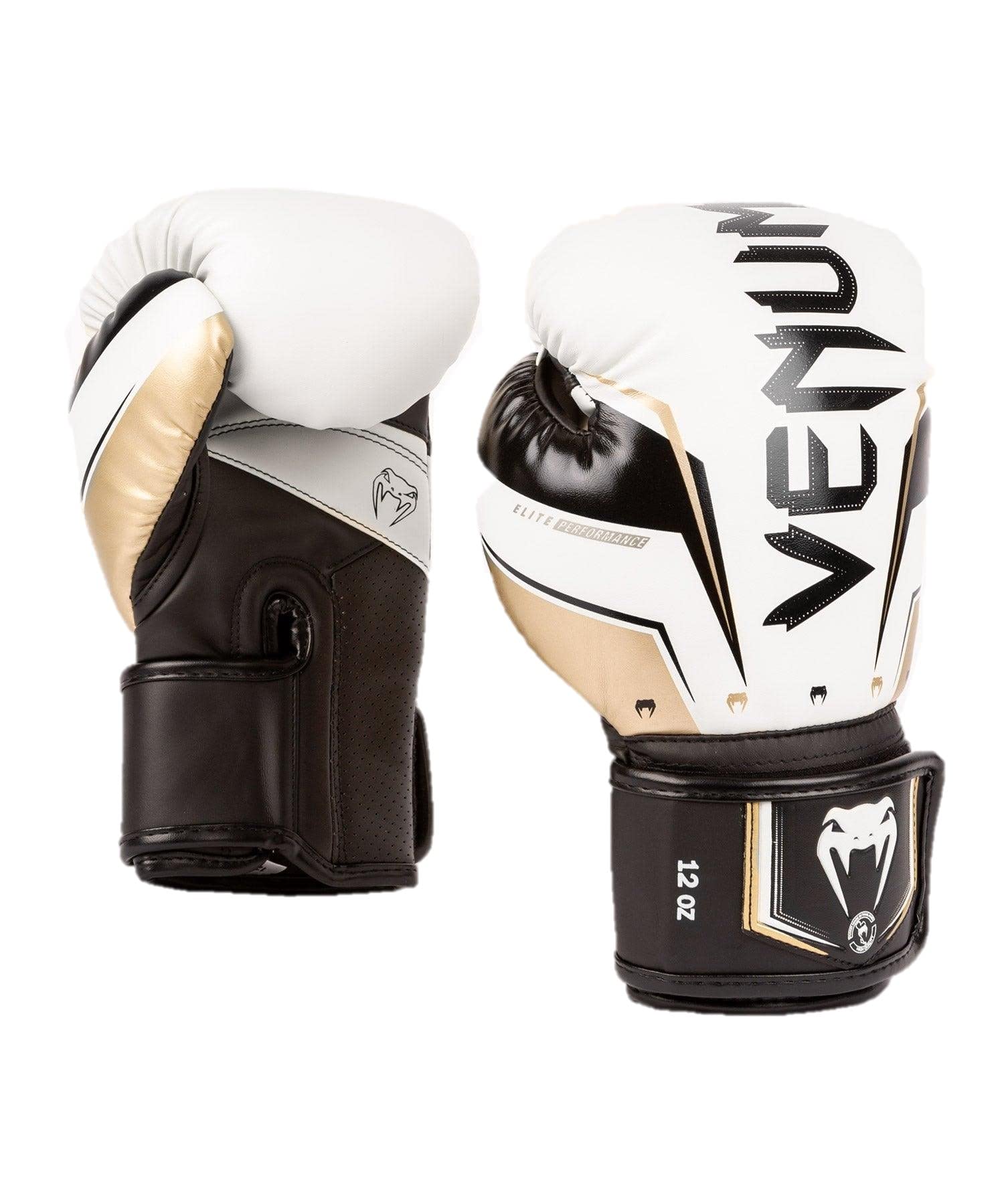 VENUM Elite Boxing Gloves for Men & Women - Professional Training, Sparring & MMA - Premium Leather Hand Wraps for Fitness, Kickboxing & Martial Arts Practice