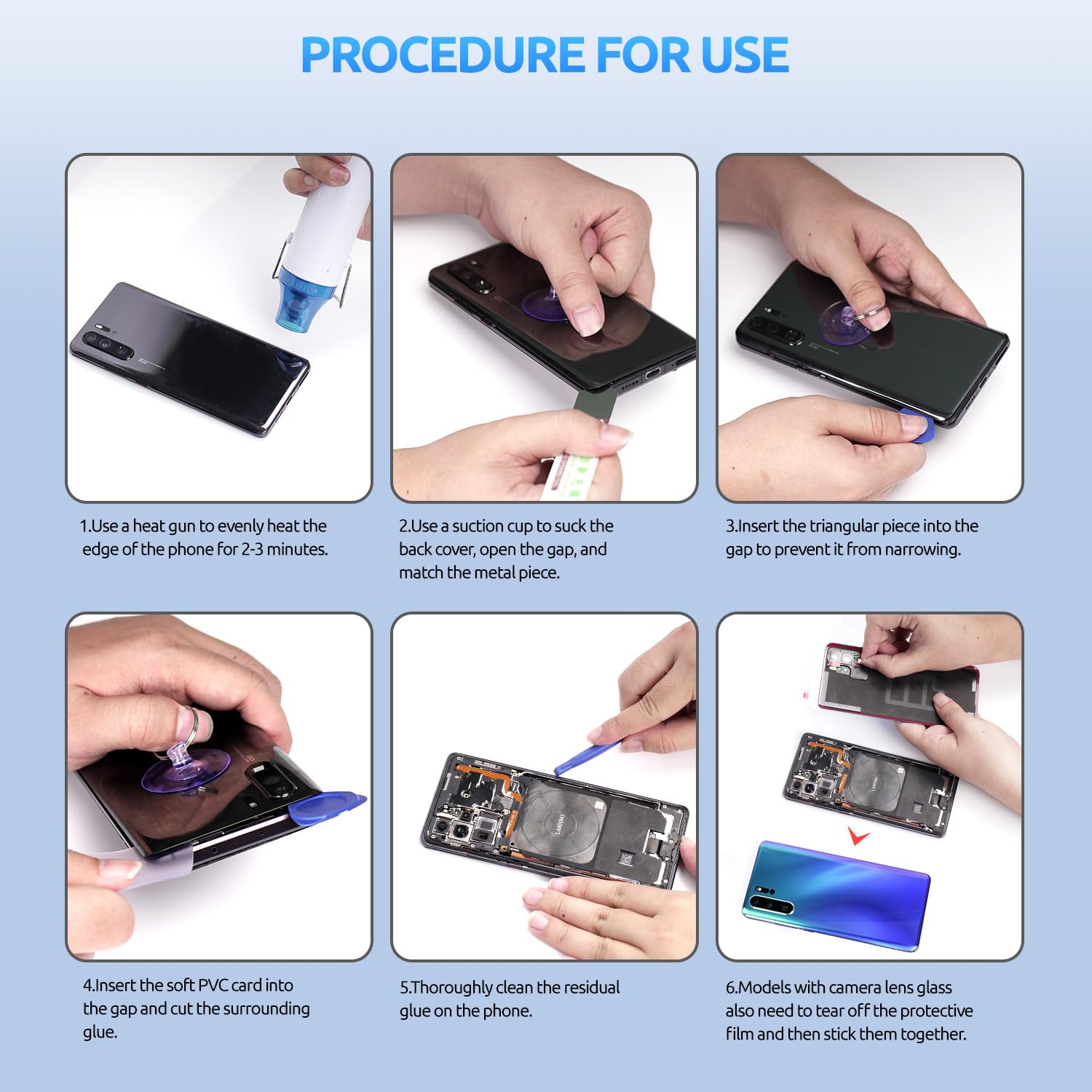 Genuine Xiaomi Redmi Note 8 Pro Back Glass Replacement - OEM White Rear Cover Housing with Repair Tool Kit | DIY Smartphone Repair Solution for Cracked/Damaged Back Panel