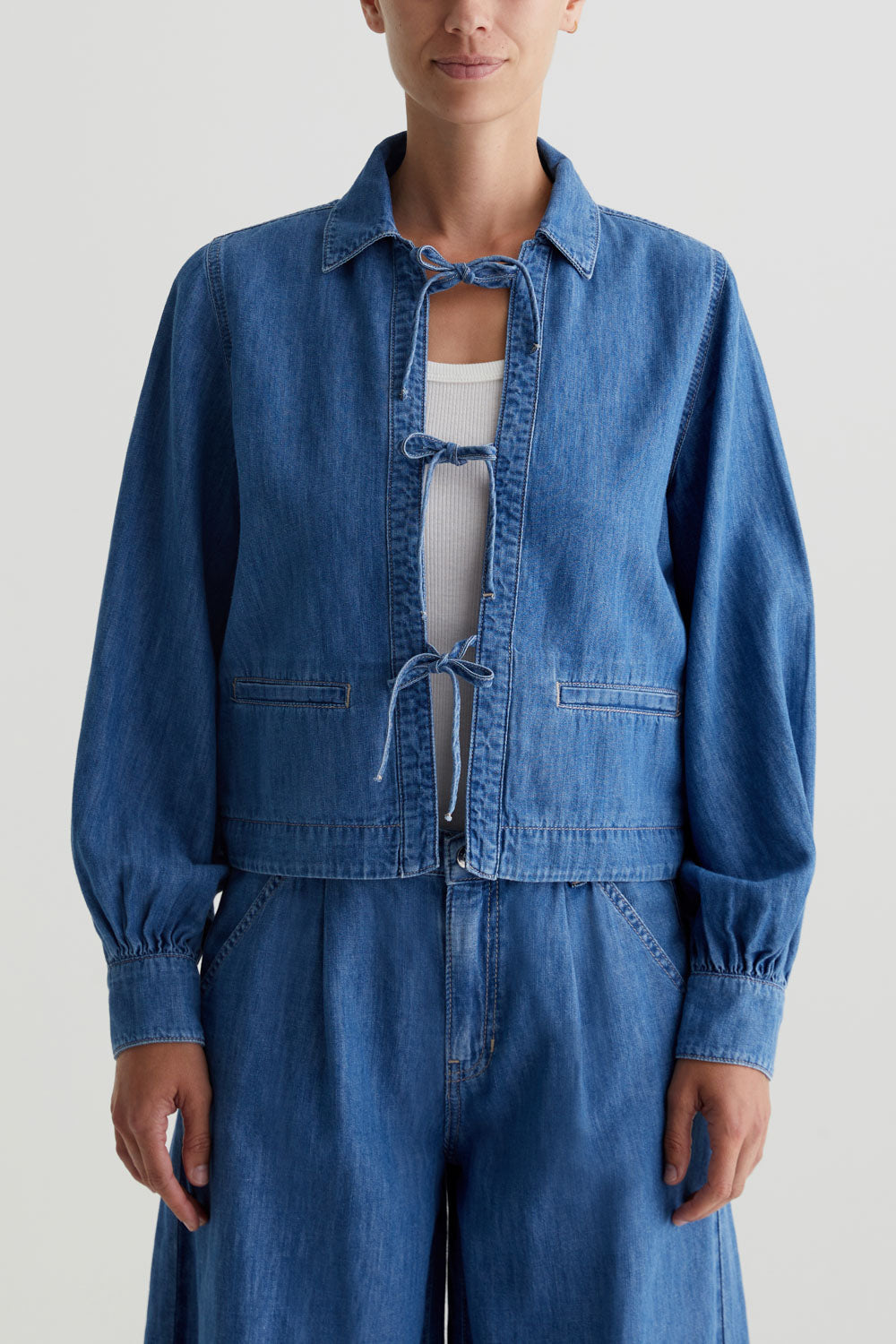 DOTTIE Tie Front Jacket in Catalina - Stylish Women's Outerwear for Casual Wear, Office & Date Nights