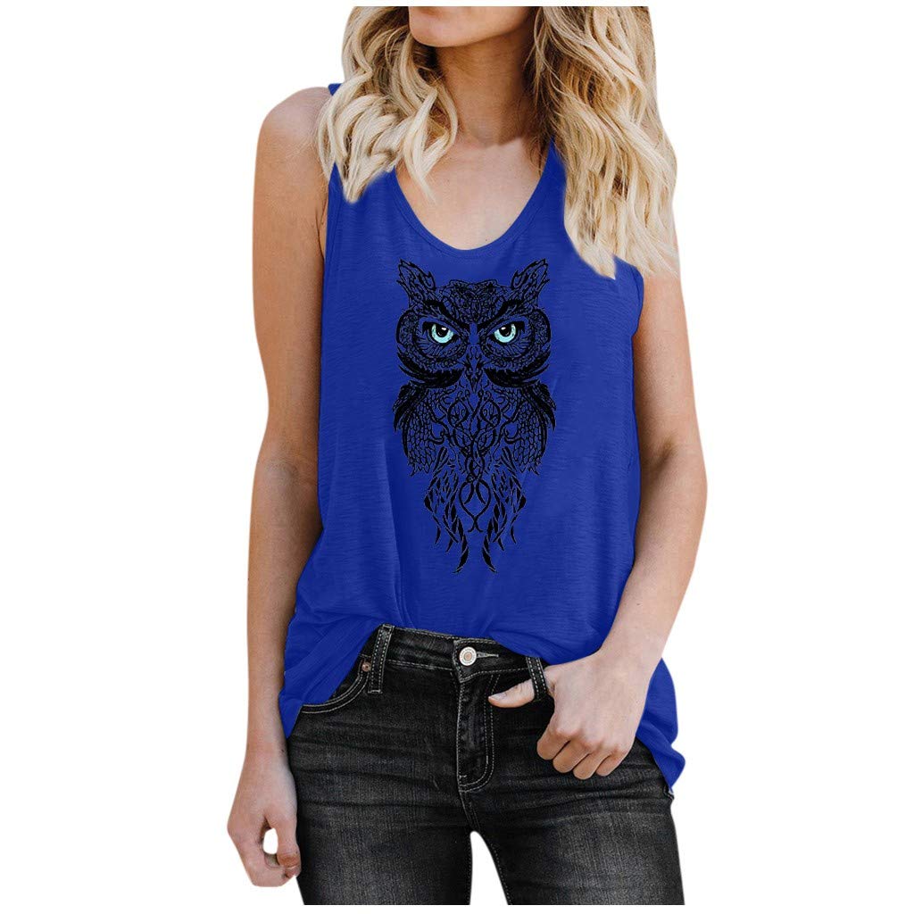 Owl Print Women's Casual Tank Top - Plus Size for Summer Outfits