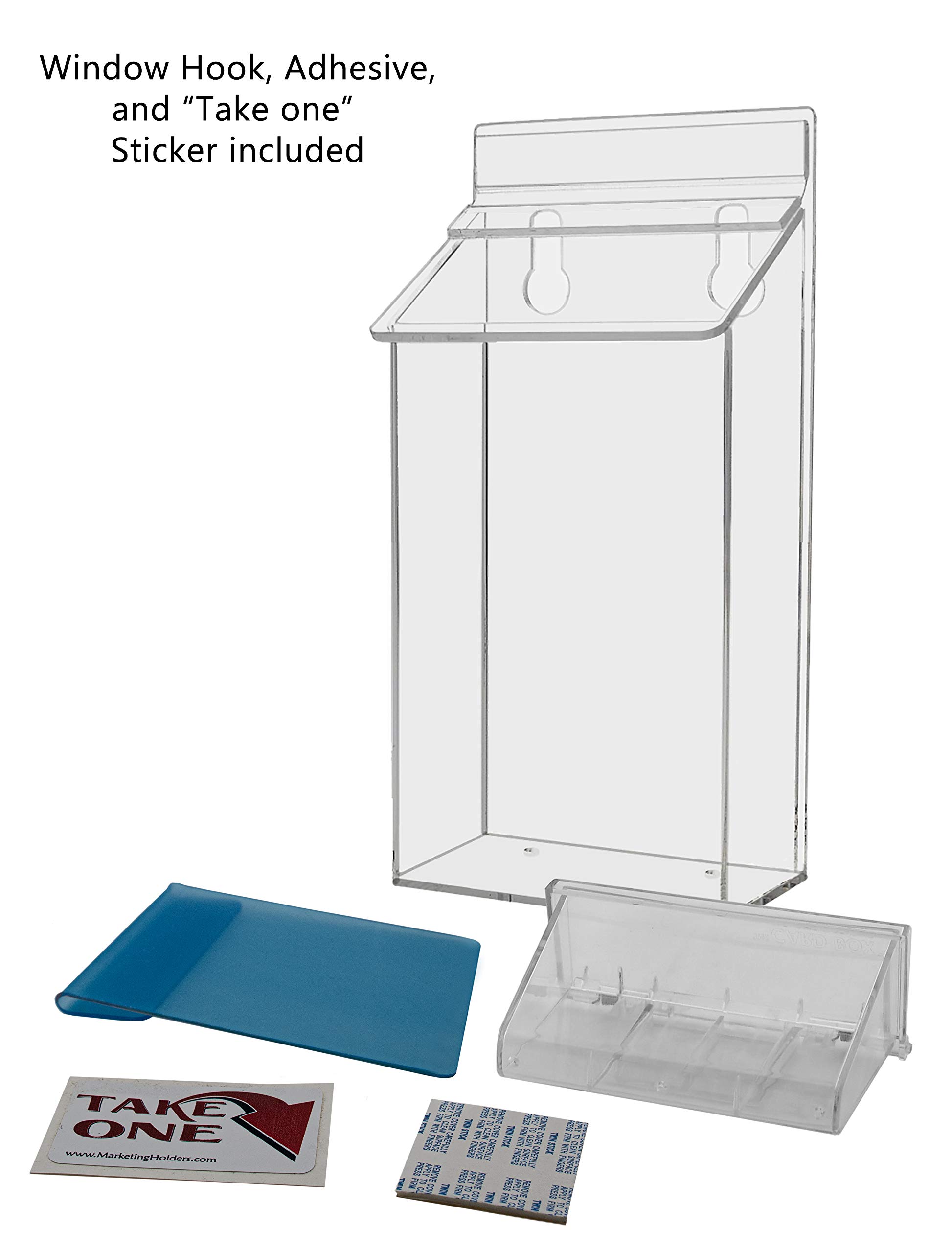 4 Pack Clear Acrylic Brochure Holders with Window Hook - Holds 3.5