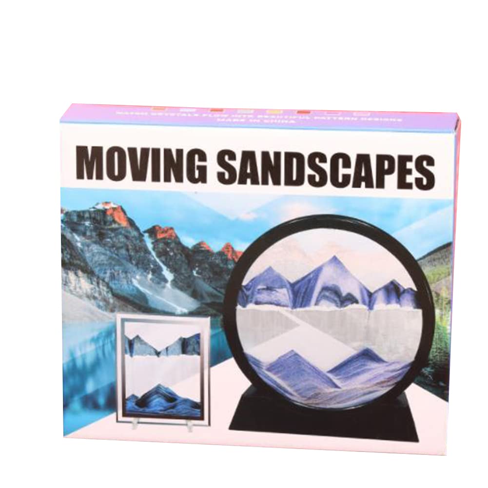 3D Dynamic Sand Art Liquid Motion - Moving Sand Art Picture in Round Glass Frame, Deep Sea Sandscape Motion Display for Home & Office Decoration - Flowing Sand Art Toy for Adults & Kids (Black) | Perfect for Stress Relief, Meditation & Desktop Decor