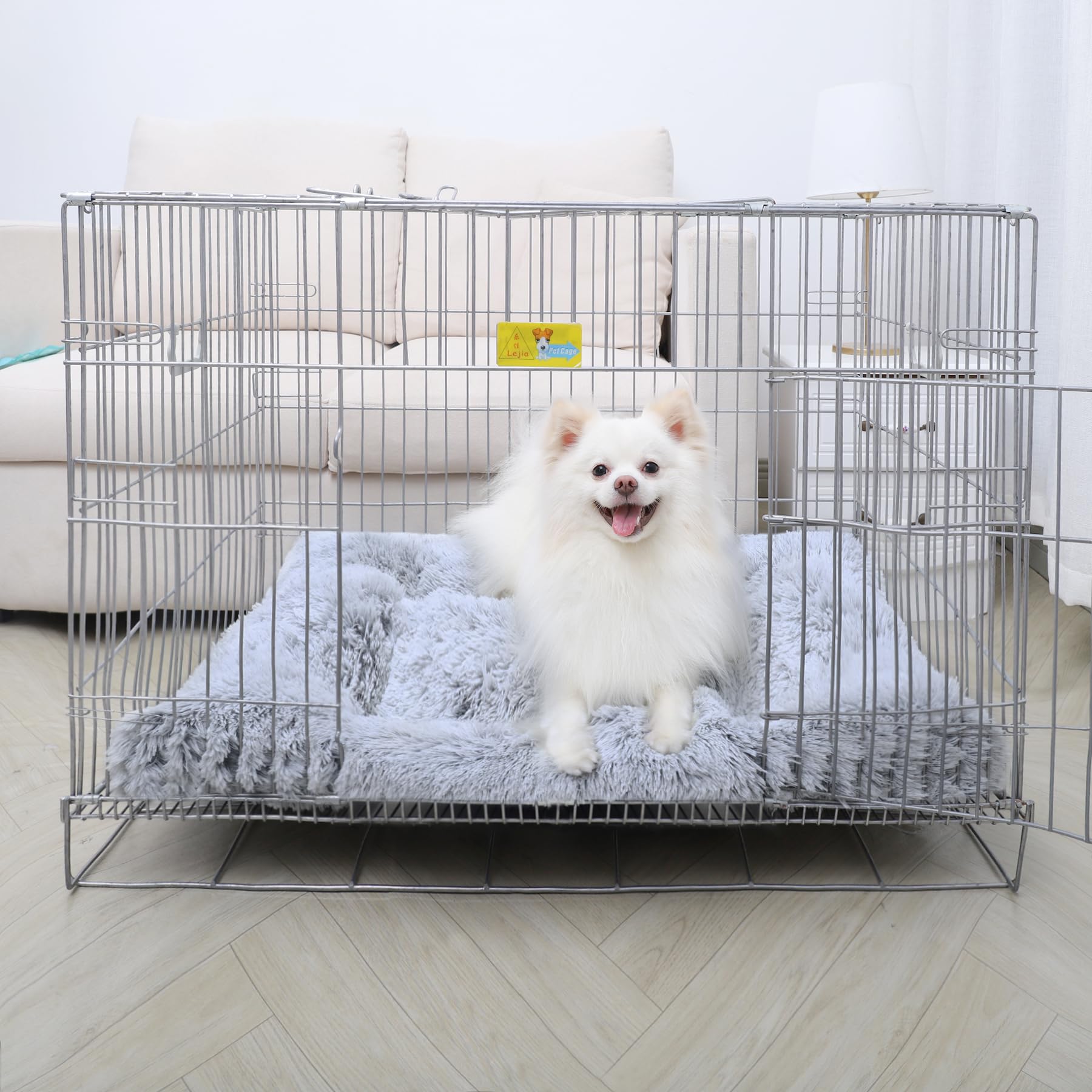 Vonabem 24 Inch Small Dog Bed Crate Pad - Washable Soft Plush Puppy Bed with Anti-Slip Bottom | Cozy Pet Crate Mat for Dogs & Cats | Perfect for Kennels, Crates, and Home Sleeping Areas (Grey)