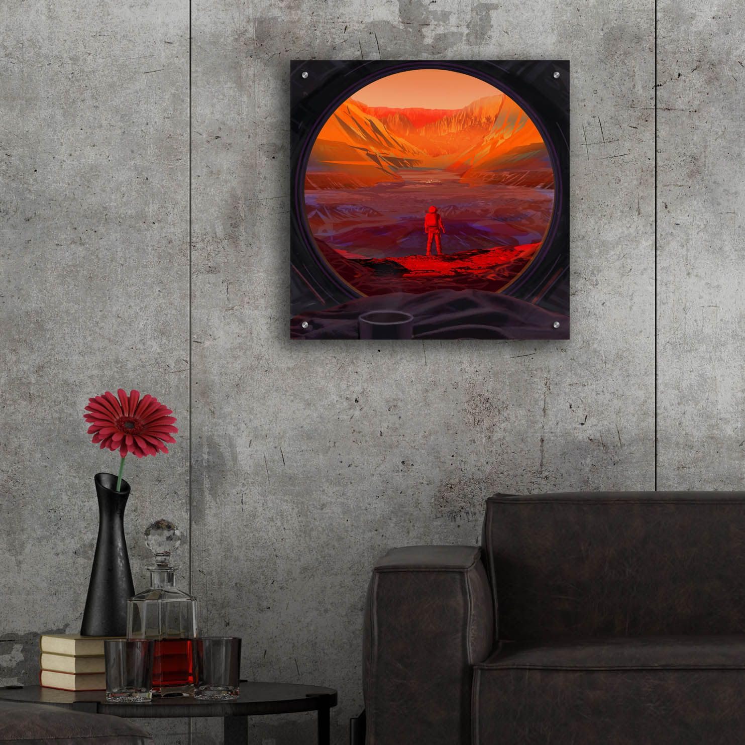 Epic 'On Mars' Acrylic Glass Wall Art - 24x24 Inches Modern Space Decor for Living Room, Bedroom & Office - Premium Framed Canvas Print for Home & Office Decoration
