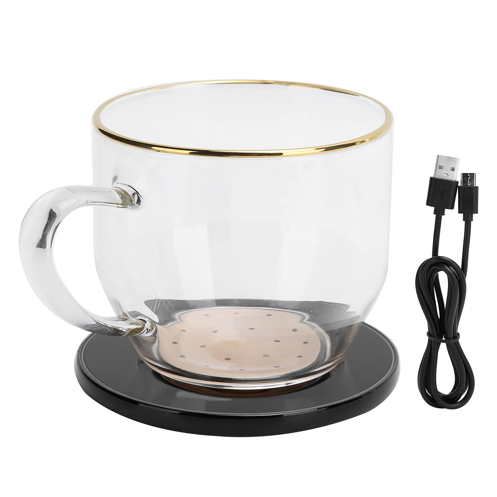 55°C Constant Temperature Coffee Mug Warmer - 350ML Capacity with Included Cup, 7.5W Fast Charging (Compatible with 5W) - Perfect for Keeping Coffee, Tea & Beverages Warm at Home or Office