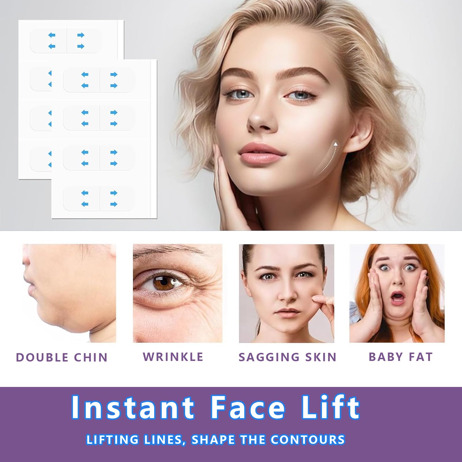**Invisible Face Lift Tape - Instant Skin Tightening & Double Chin Reduction (60 Pcs) | Reusable Facial Lifting Stickers for Sagging Skin & Neck Firming | Perfect for Makeup, Events & Everyday Use**