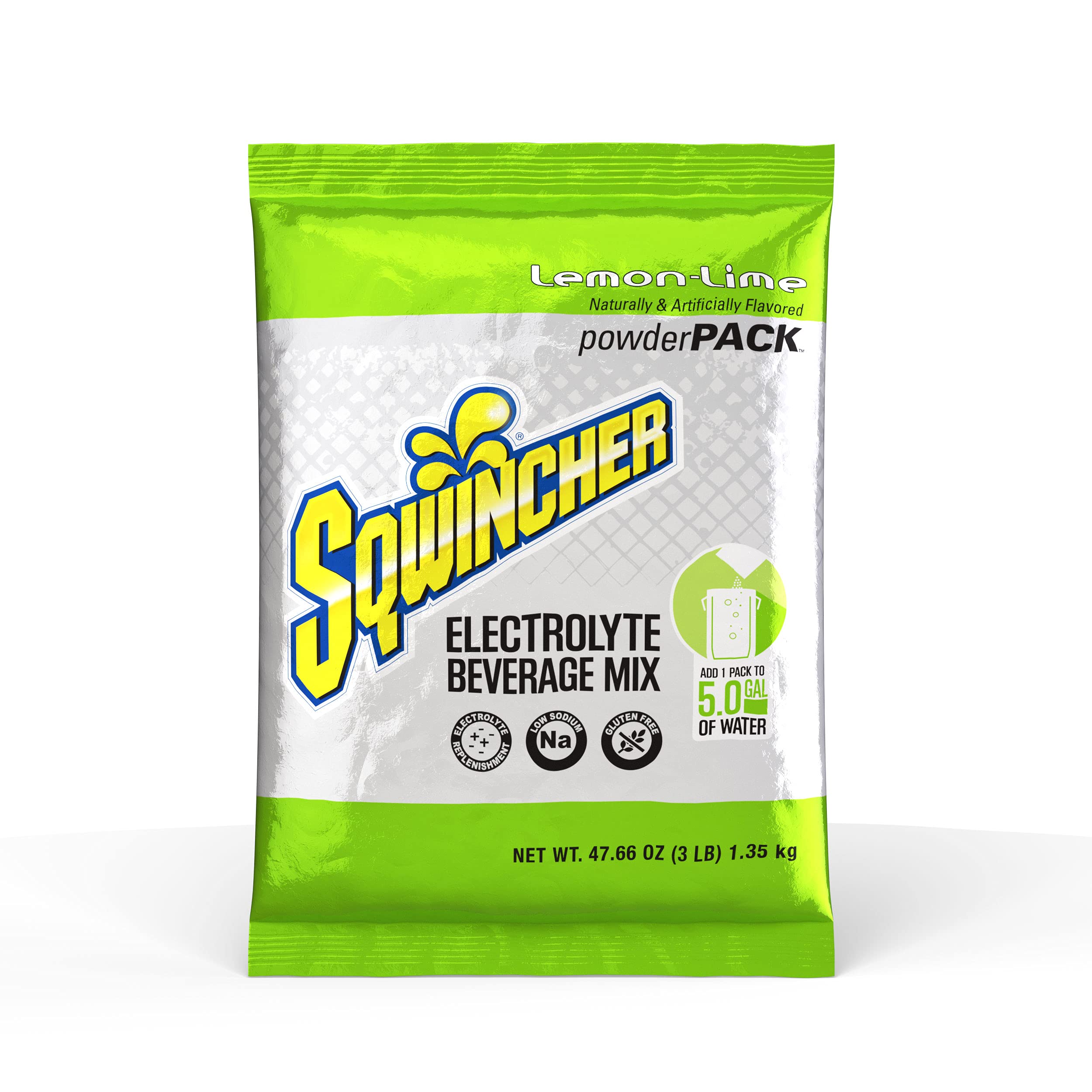 Sqwincher Electrolyte Powder Pack - Lemon Lime Flavor, 47.66 oz (Pack of 16) | Hydration Drink Mix for Athletes, Workout Recovery & Outdoor Activities