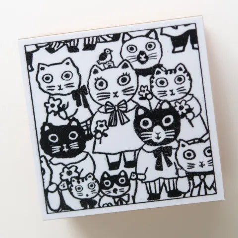 Yumi Kitagishi Handmade Cat Rubber Stamp Set - Kawaii Japanese Stamps for Scrapbooking, Card Making & DIY Crafts - Cute Feline Themed Stationery for Artists & Journaling Enthusiasts