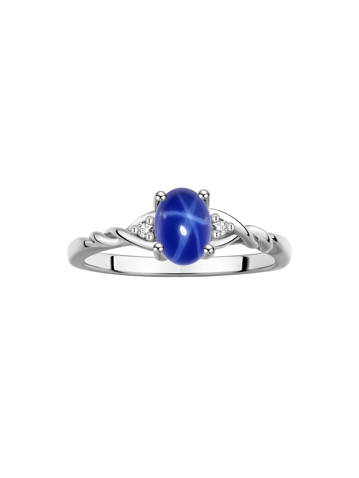 Rylos Sterling Silver Classic Birthstone Ring - 7X5MM Oval Gemstone & Diamonds - Women's Jewelry, Sizes 5-10 - Perfect for Birthdays, Anniversaries & Special Occasions
