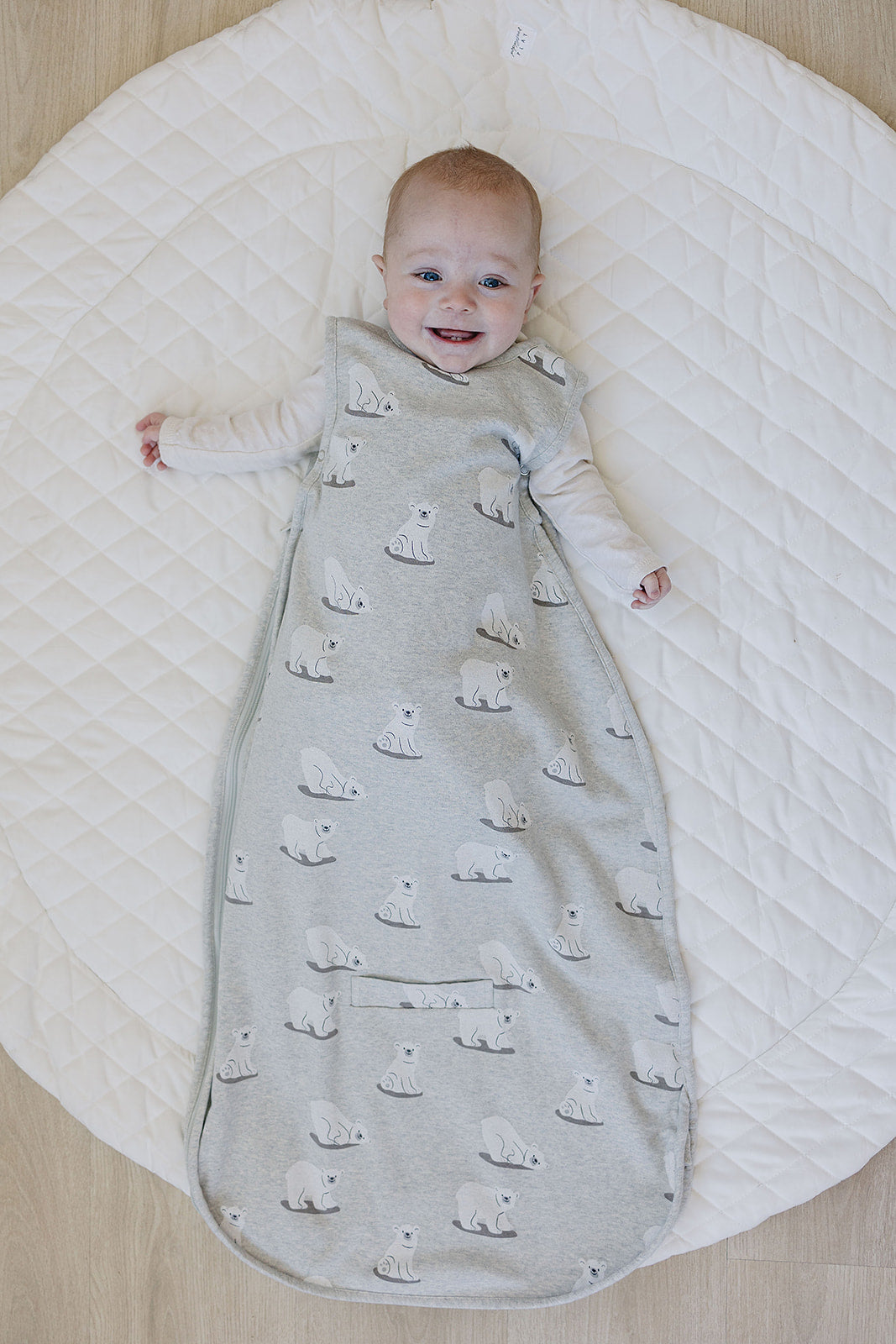 4 Season Baby Sleep Sack - Merino Wool & Organic Cotton Sleeping Bag for Infants 2 Months to 2 Years - Polar Bear Design for Cozy Nursery & Travel Use