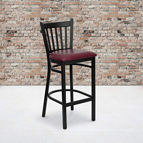 Burgundy Vinyl Seat/Black Metal Frame