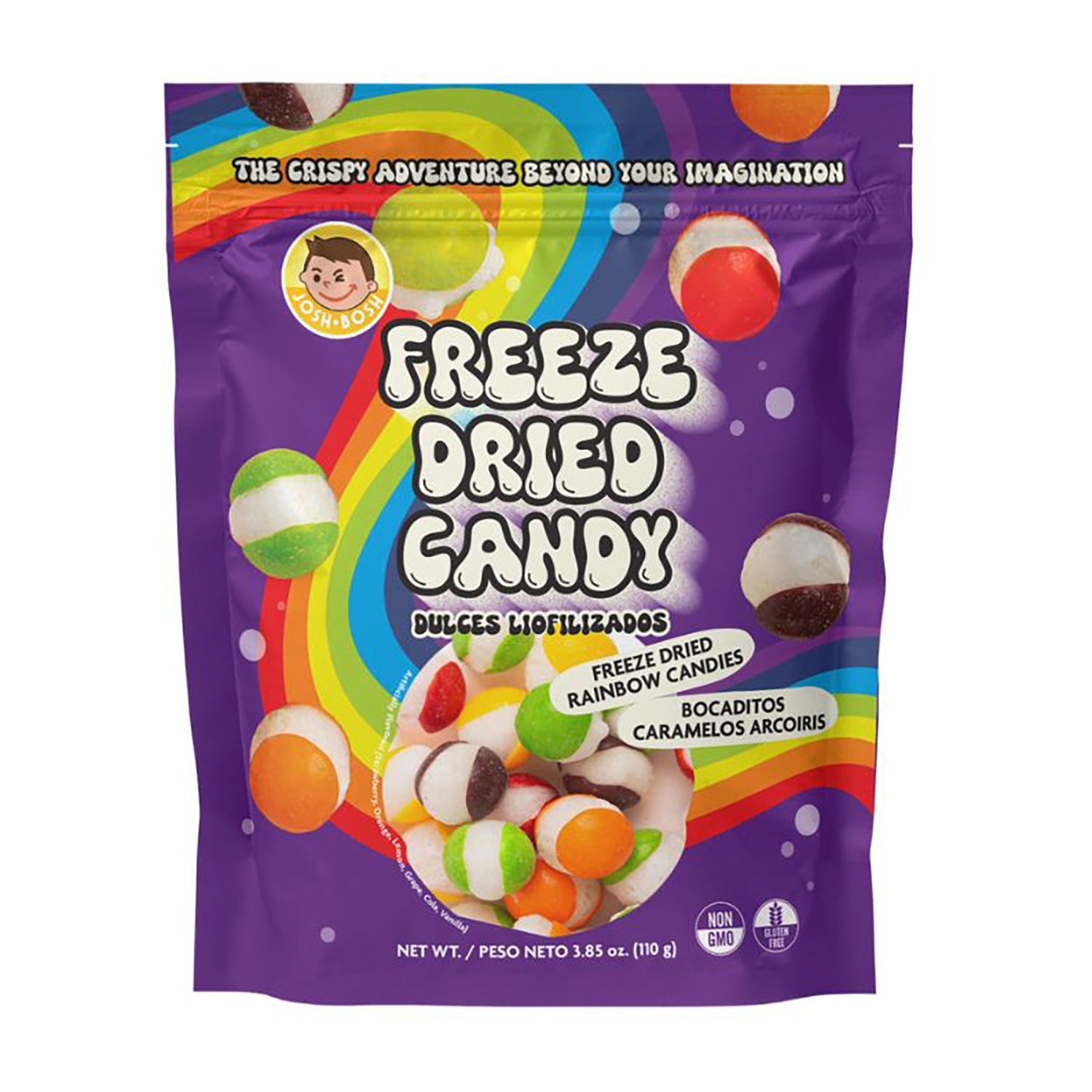 Josh Bosh Freeze Dried Rainbow Candy Puffs - 3.8oz Bag | Sweet & Crunchy Snack for Kids Birthday Parties, Movie Nights & Road Trips