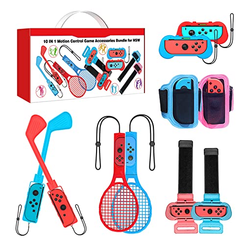 2024 Nintendo Switch Sports Accessories Bundle - Soccer Leg Straps, Mario Golf Clubs, Wrist Bands & Tennis Rackets for Switch Sports Games | Perfect for Mario Golf, Tennis & Soccer Gameplay