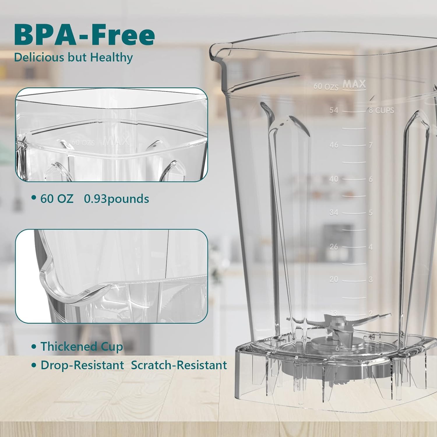 OMMO 1800W Professional High-Speed Countertop Blender with Stainless Steel Blades - 60oz BPA-Free Blender for Smoothies, Shakes, Nut Butters, Ice Crushing & Fruit Juicing - Dishwasher Safe Large Pitcher - Perfect for Kitchens, Restaurants & Healthy Lifestyles