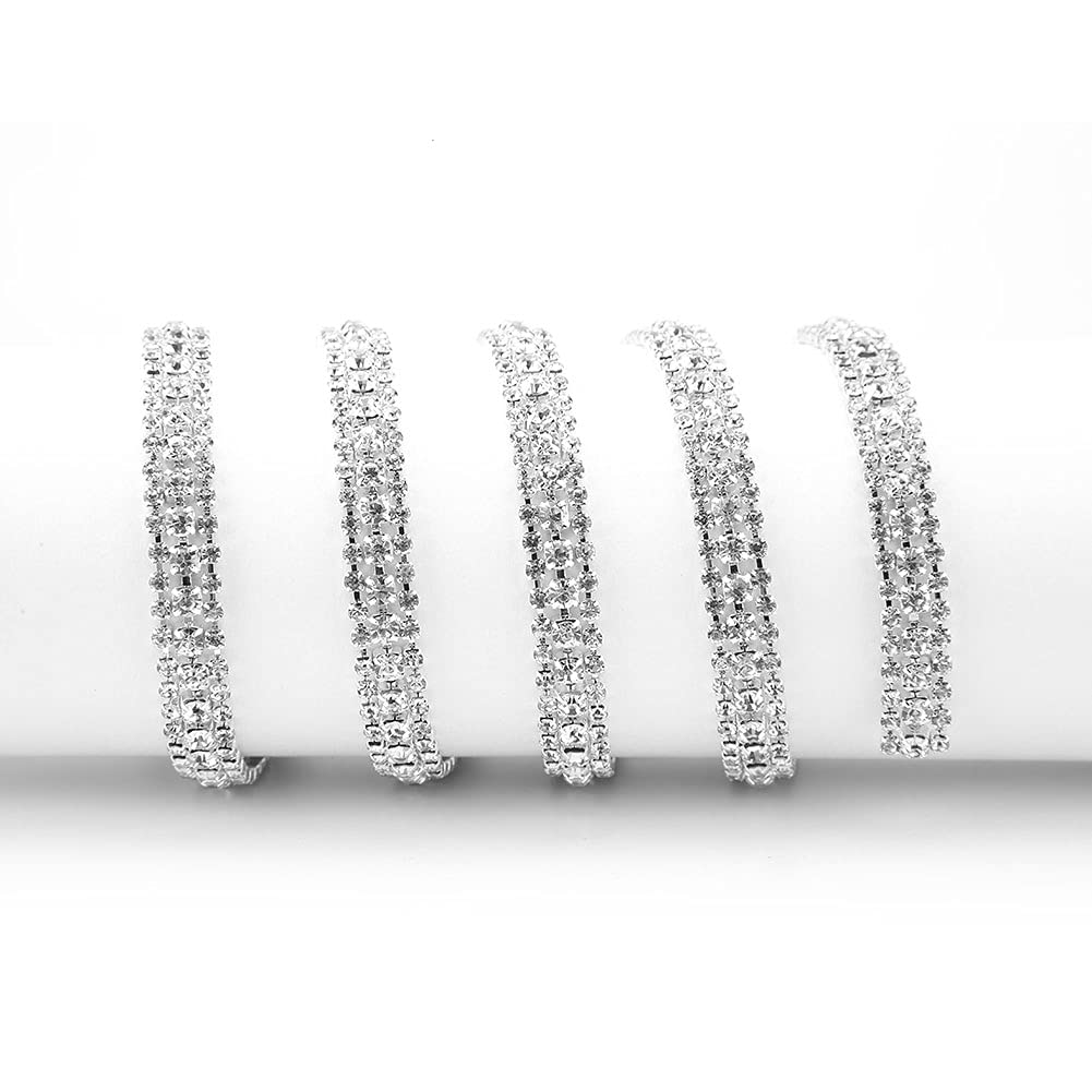 DIY Rhinestone Chain for Clothes & Shoes - Smooth Cut Silver Rhinestone Trim for Wedding Dresses, Mom's Outfits & Fashion Accessories | Perfect for Bridal Gowns, Evening Wear & DIY Craft Projects