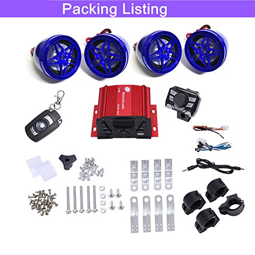 12V Waterproof Bluetooth Amplifier Sound System for Motorcycle, UTV, ATV - 4 Channel 3 Inch Stereo Speakers with FM/USB & Hands-Free Calling - Perfect for Off-Road Adventures & Outdoor Audio Enhancement