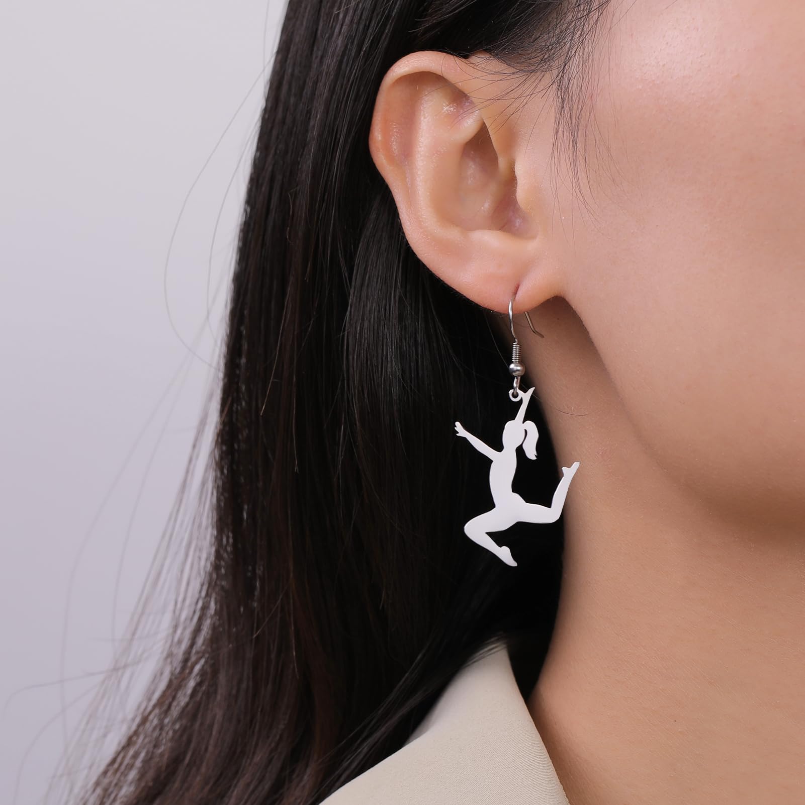 Amaxer Heart-Shaped Gymnastics Earrings for Girls - Dangle Drop Jewelry Gift for Gymnast Team - Inspirational Sports Jewelry for Competitions, Training & Performance